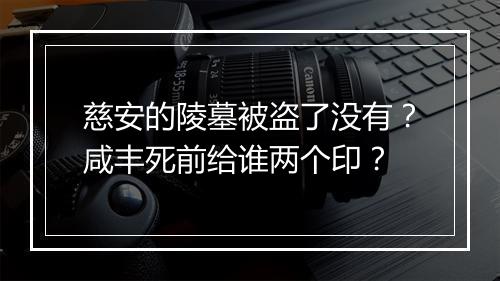 慈安的陵墓被盗了没有？咸丰死前给谁两个印？