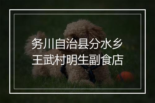 务川自治县分水乡王武村明生副食店
