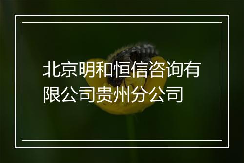 北京明和恒信咨询有限公司贵州分公司