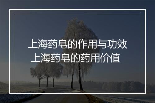 上海药皂的作用与功效 上海药皂的药用价值