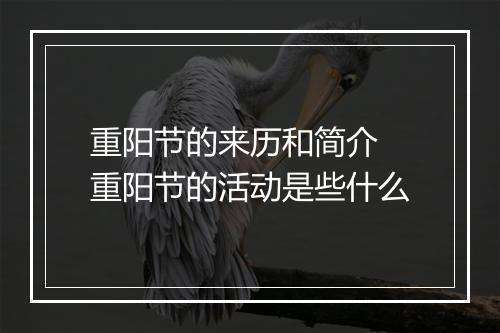 重阳节的来历和简介 重阳节的活动是些什么