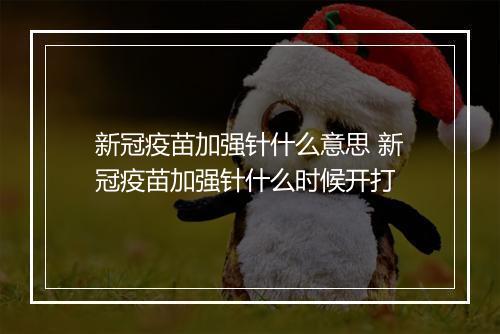 新冠疫苗加强针什么意思 新冠疫苗加强针什么时候开打