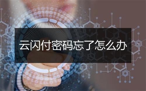 云闪付密码忘了怎么办