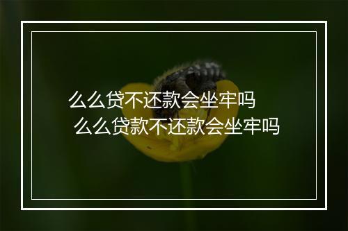 么么贷不还款会坐牢吗   么么贷款不还款会坐牢吗