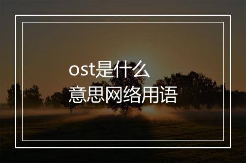 ost是什么意思网络用语