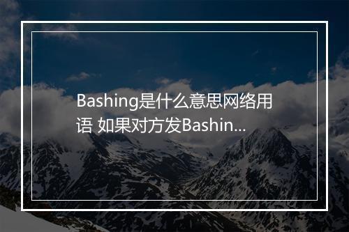Bashing是什么意思网络用语 如果对方发Bashing该如何回复