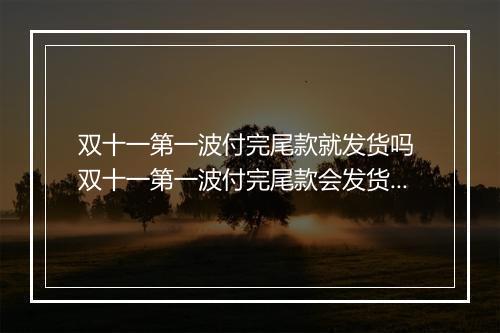 双十一第一波付完尾款就发货吗 双十一第一波付完尾款会发货吗