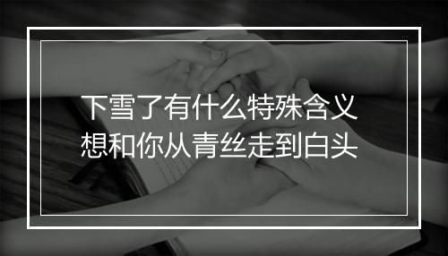 下雪了有什么特殊含义 想和你从青丝走到白头