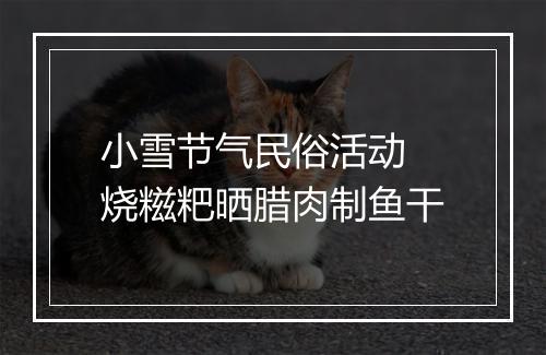 小雪节气民俗活动 烧糍粑晒腊肉制鱼干