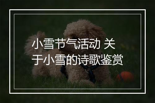 小雪节气活动 关于小雪的诗歌鉴赏