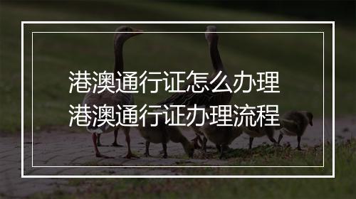 港澳通行证怎么办理 港澳通行证办理流程