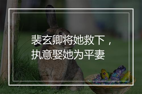 裴玄卿将她救下，执意娶她为平妻