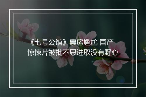 《七号公馆》票房尴尬 国产惊悚片被批不思进取没有野心