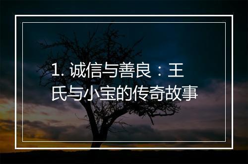1. 诚信与善良：王氏与小宝的传奇故事