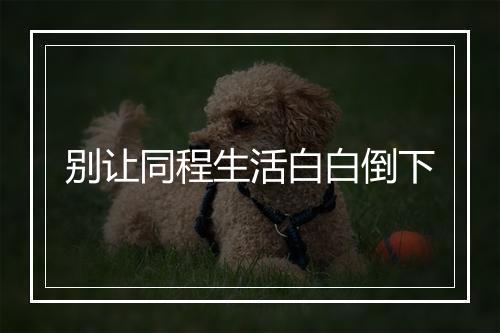 别让同程生活白白倒下