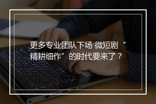 更多专业团队下场 微短剧“精耕细作”的时代要来了？