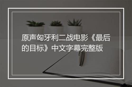 原声匈牙利二战电影《最后的目标》中文字幕完整版