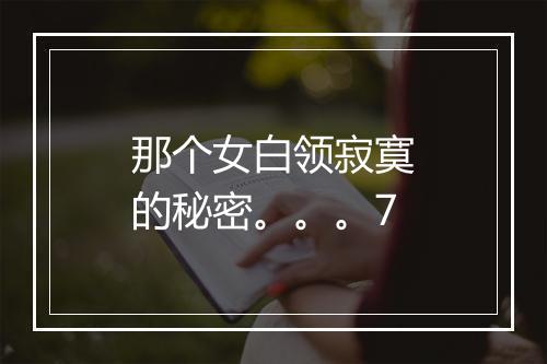 那个女白领寂寞的秘密。。。7