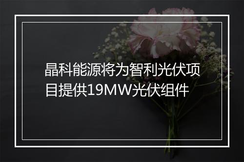 晶科能源将为智利光伏项目提供19MW光伏组件