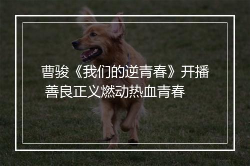 曹骏《我们的逆青春》开播 善良正义燃动热血青春