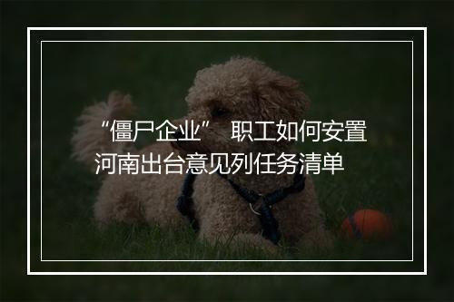 “僵尸企业” 职工如何安置 河南出台意见列任务清单