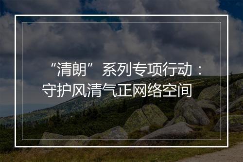 “清朗”系列专项行动：守护风清气正网络空间