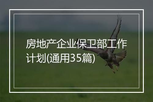 房地产企业保卫部工作计划(通用35篇)
