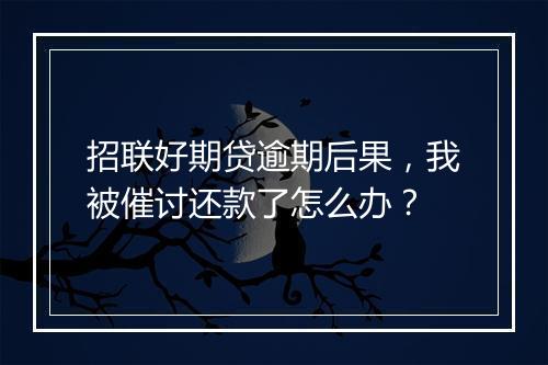 招联好期贷逾期后果，我被催讨还款了怎么办？