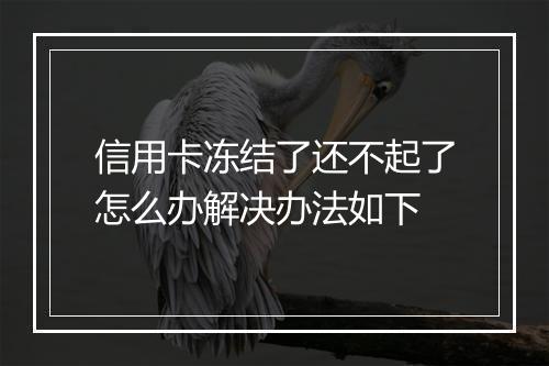 信用卡冻结了还不起了怎么办解决办法如下