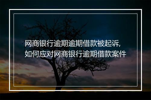 网商银行逾期逾期借款被起诉,如何应对网商银行逾期借款案件