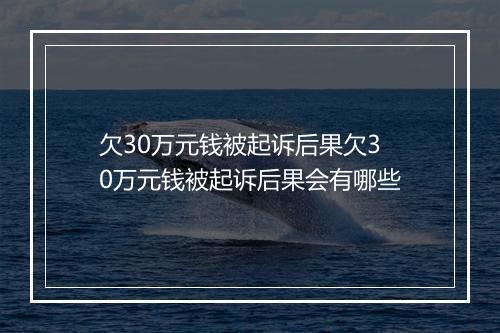 欠30万元钱被起诉后果欠30万元钱被起诉后果会有哪些
