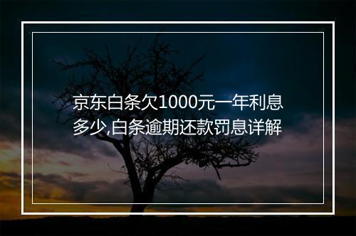 京东白条欠1000元一年利息多少,白条逾期还款罚息详解