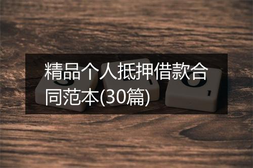 精品个人抵押借款合同范本(30篇)