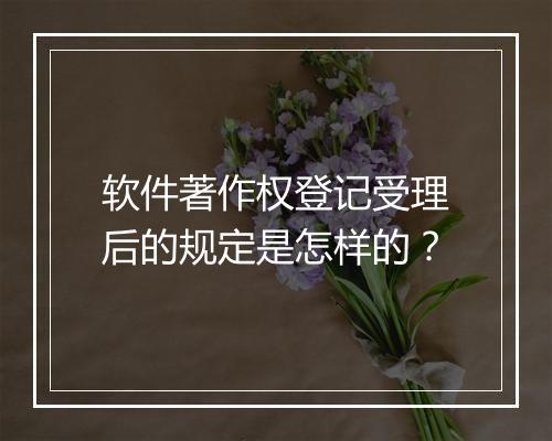 软件著作权登记受理后的规定是怎样的？