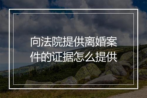 向法院提供离婚案件的证据怎么提供
