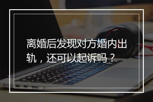 离婚后发现对方婚内出轨，还可以起诉吗？
