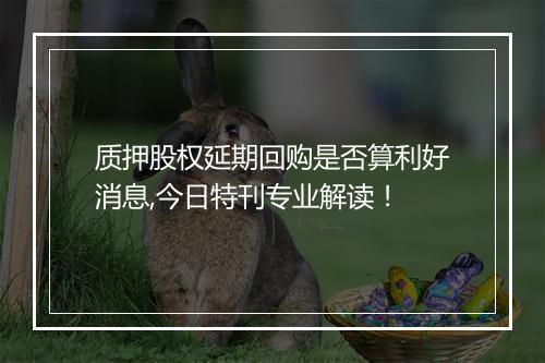 质押股权延期回购是否算利好消息,今日特刊专业解读！
