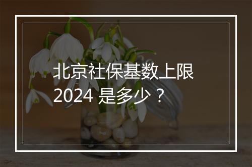 北京社保基数上限 2024 是多少？