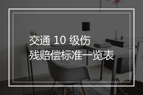 交通 10 级伤残赔偿标准一览表