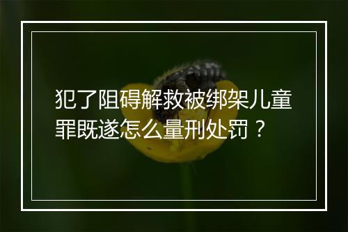 犯了阻碍解救被绑架儿童罪既遂怎么量刑处罚？