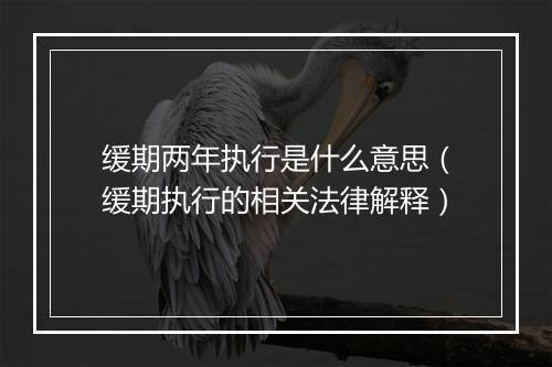 缓期两年执行是什么意思（缓期执行的相关法律解释）