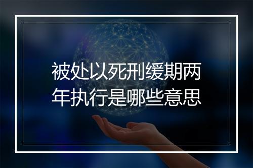 被处以死刑缓期两年执行是哪些意思