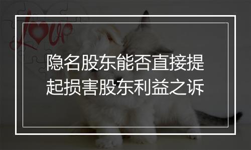 隐名股东能否直接提起损害股东利益之诉