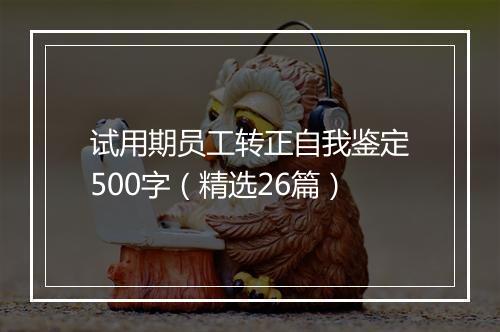 试用期员工转正自我鉴定500字（精选26篇）
