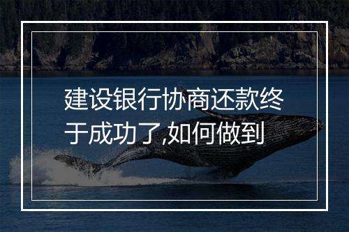 建设银行协商还款终于成功了,如何做到