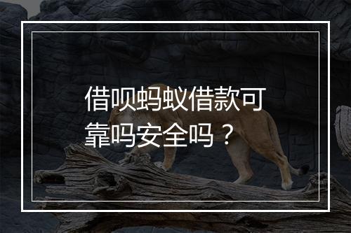 借呗蚂蚁借款可靠吗安全吗？