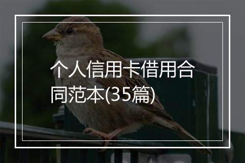 个人信用卡借用合同范本(35篇)