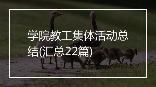 学院教工集体活动总结(汇总22篇)