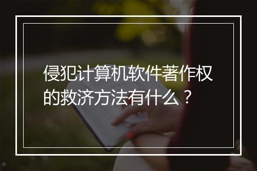 侵犯计算机软件著作权的救济方法有什么？