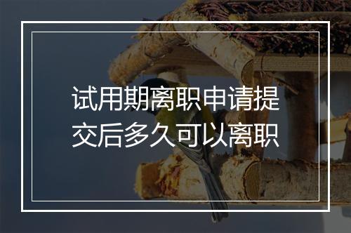 试用期离职申请提交后多久可以离职